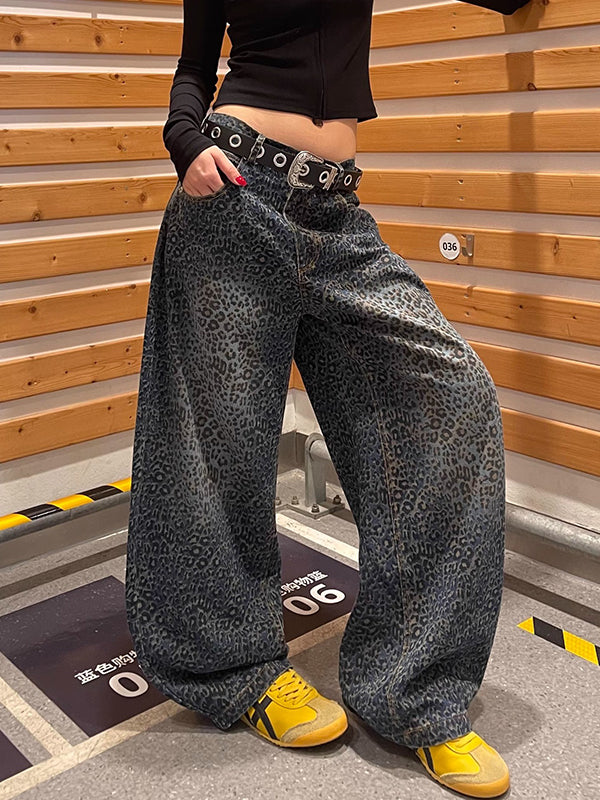 Gradient Leopard Print Boyfriend Jeans