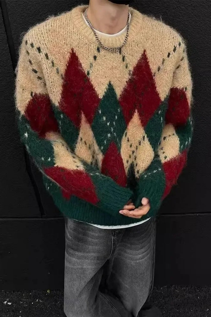 Christmas Vintage Lazy Style Thickened Round Neck Knit Sweater