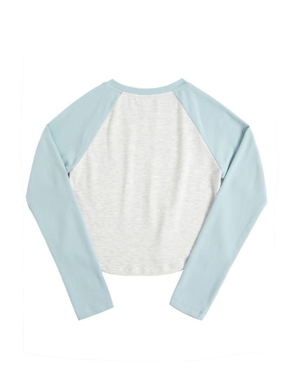 Kitten Print Raglan Long Sleeve Tee