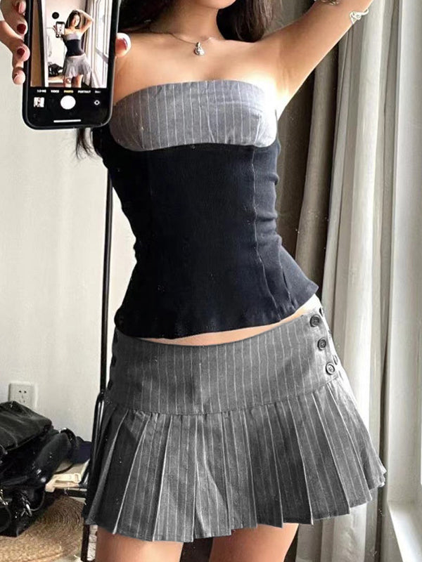 Bow Tie Design With Double Layer Lace Splicing Mini Skirts
