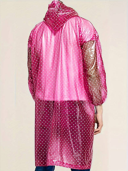 Dotted Waterproof Breathable Rain Jacket with Buttons and Hood for Women | Great for Outdoor Activities