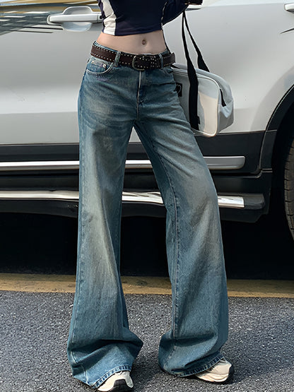Retro Water Mark Design Flare Jeans