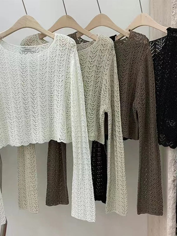 Cutout Thin Loose Long Sleeve Knit