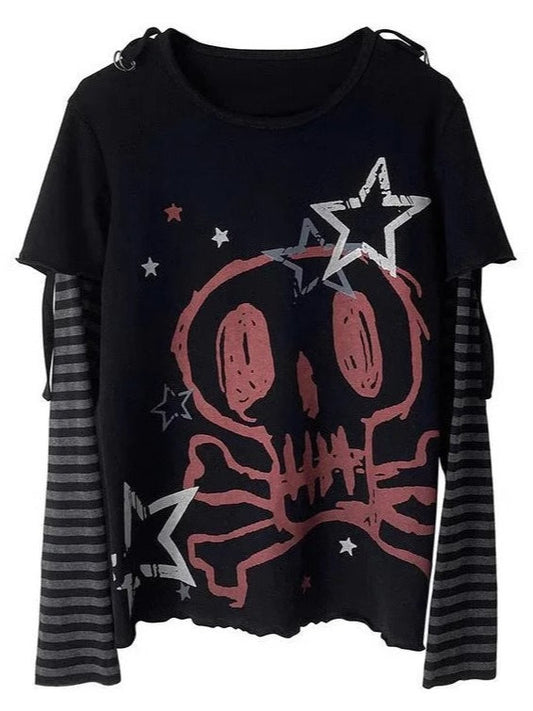 Spicy Punk Layered Loose Long Sleeve Knit Top