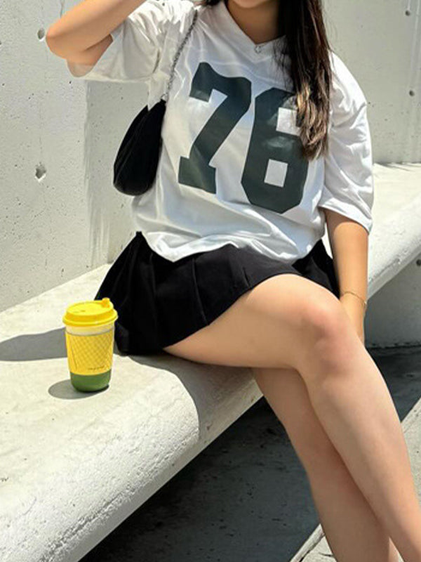 Contrast Print Oversized Short Sleeve Tee