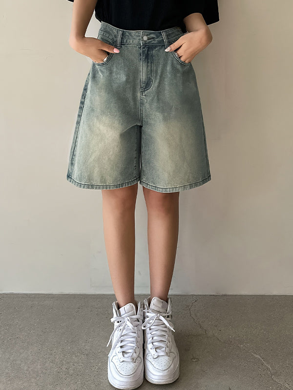 Vintage Loose Straight Denim Shorts