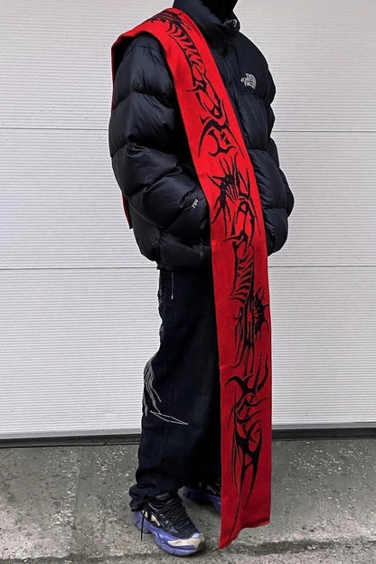 Gothic Anime Jacquard Knitted Winter Warm Versatile Irregular Scarf