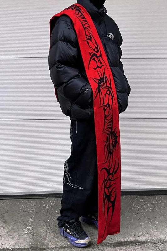 Gothic Anime Jacquard Knitted Winter Warm Versatile Irregular Scarf