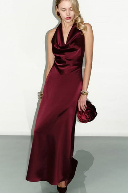 Sexy Low-Cut Backless Satin Silk Dress