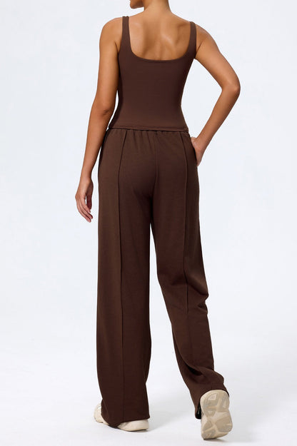 Relaxed Straight Leg  High Waist Knit Pants