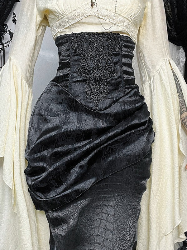 Gothic Halter Cross Backless Skirt
