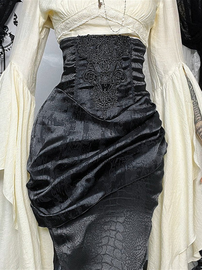 Gothic Halter Cross Backless Skirt