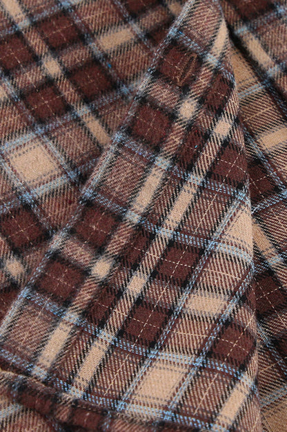 Vintage Plaid Longline Loose Fit Blouse