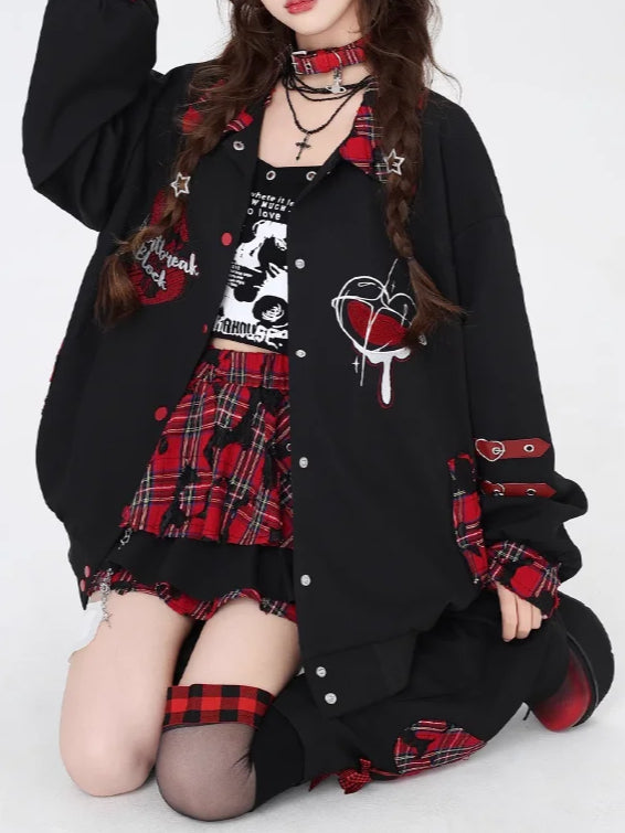 Contrast Color Print Loose Jacket
