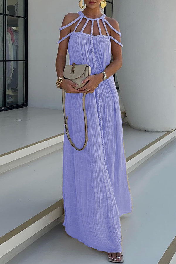 Low key luxury modern and exquisite linen blend pleated woven cover long skirt