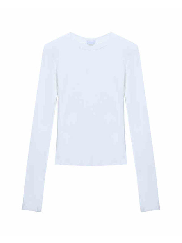 Round Neck Straight Shoulder Long Sleeve T Shirt