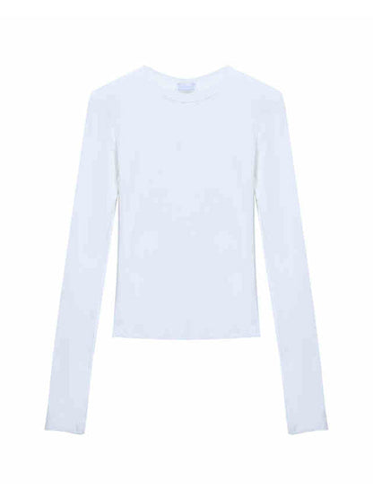Round Neck Straight Shoulder Long Sleeve T Shirt