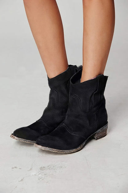 Faux Suede Mid-calf Boots with Low Heels