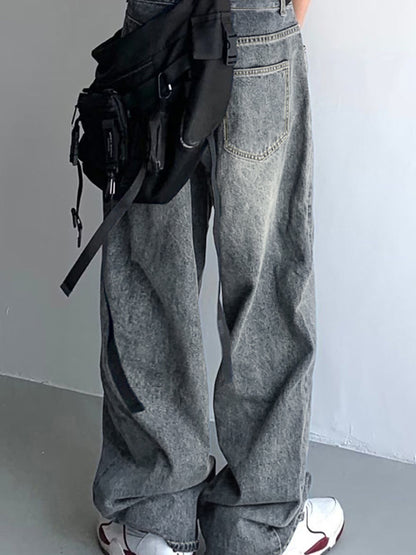 Buckle Strap Baggy Boyfriend Jeans