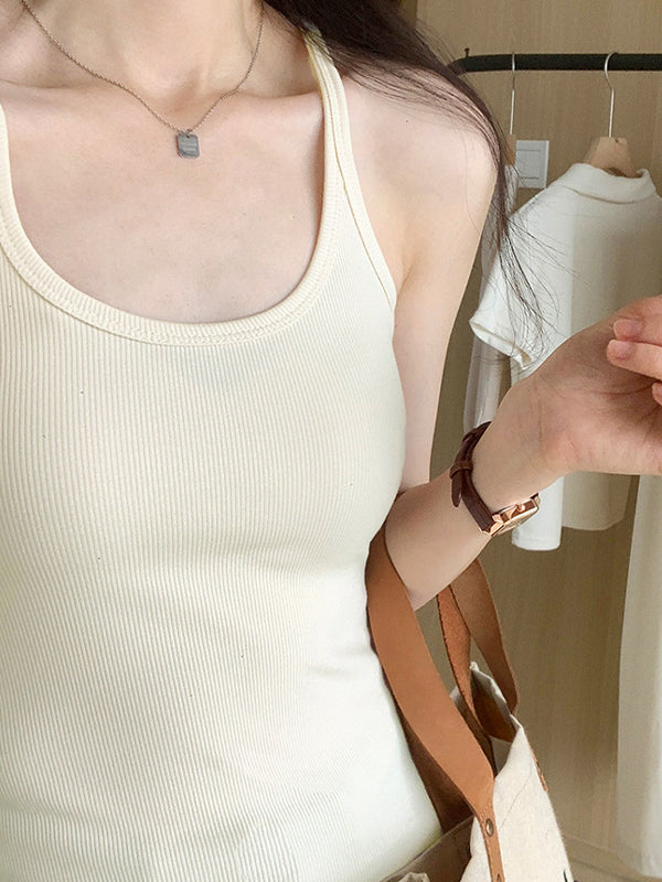Plain High Elastic Slim Fit Cami Top