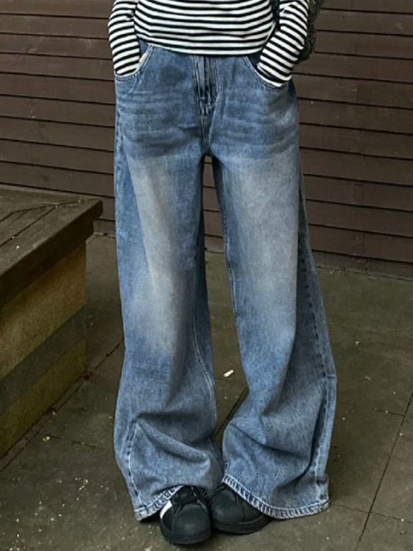Vintage Wash Mopping Boyfriend Jeans