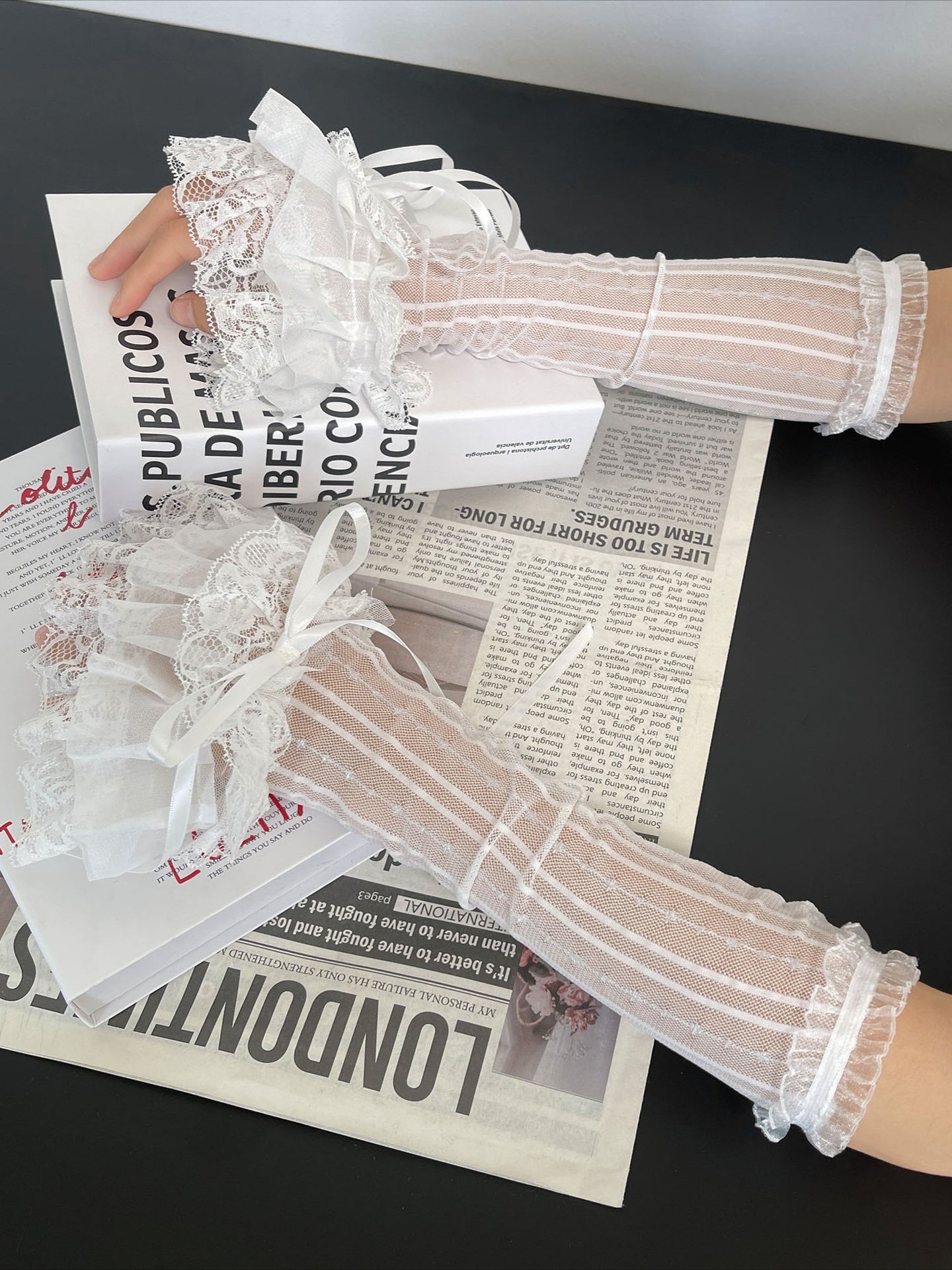Gothic Lolita Japanese Lace Bowknot Gloves