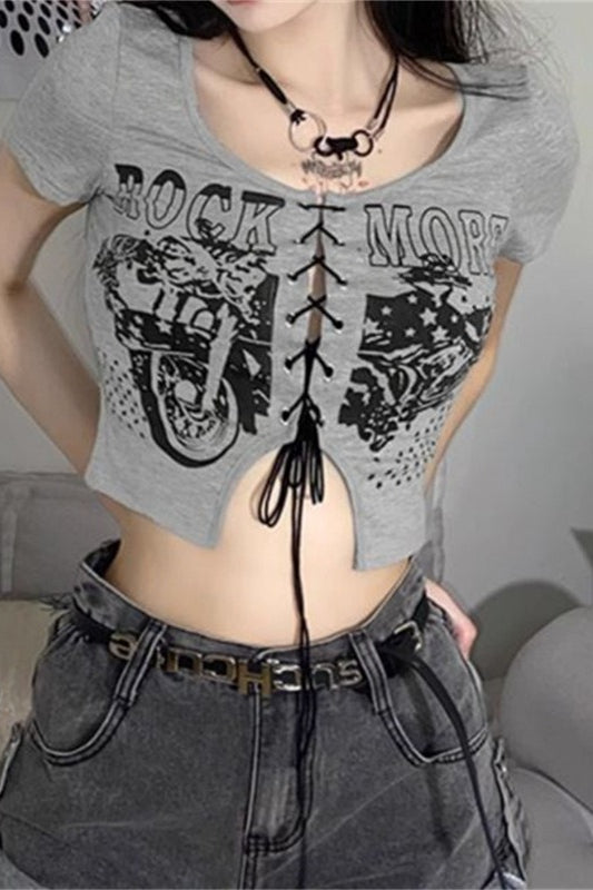 Y2K Punk Tie Irregular Crop Top