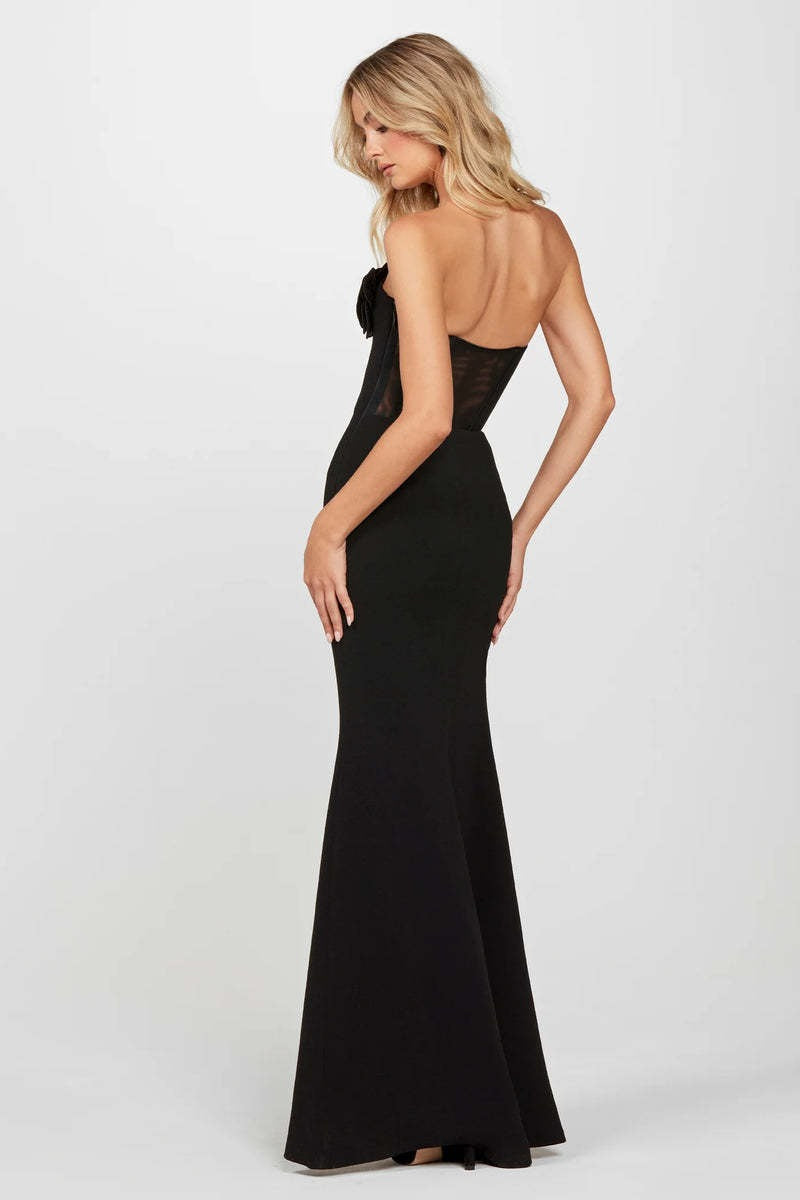 3D Floral Strapless High Slit Elegant Party Dress