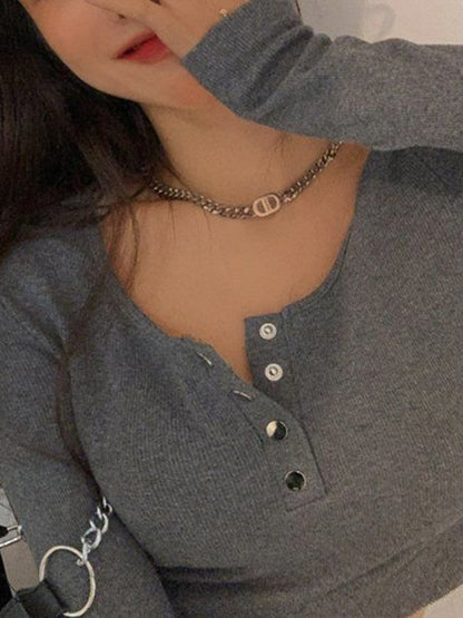Solid Color Button Up Slim Long Sleeve Shirt