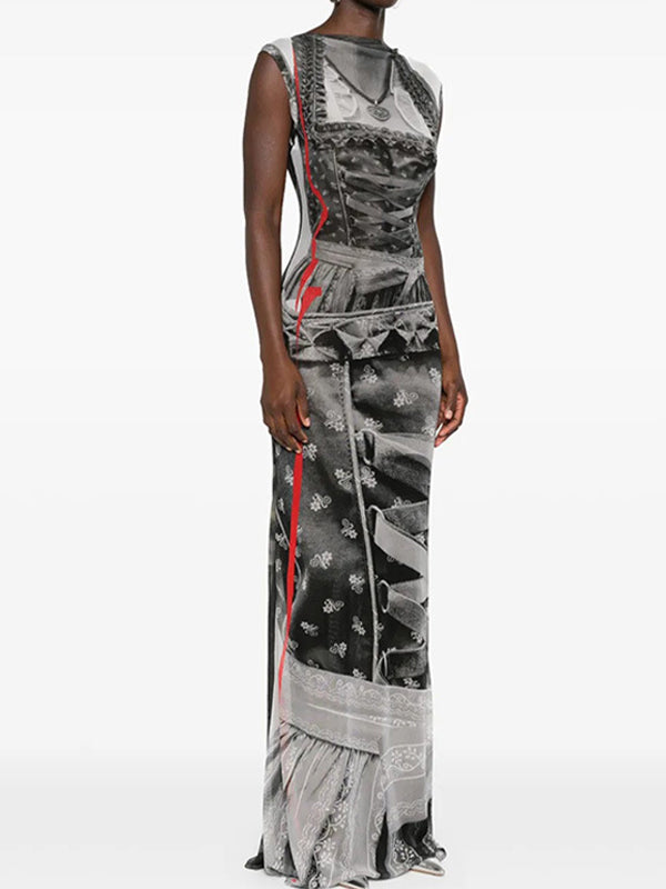 Y2K Functional Prints Maxi Dress