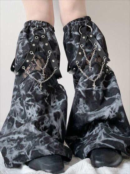 Y2K Brown Distressed Slouchy Leg Warmers