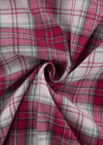 Aubrey - Pink Plaid Snap-Front Oversized Shirt