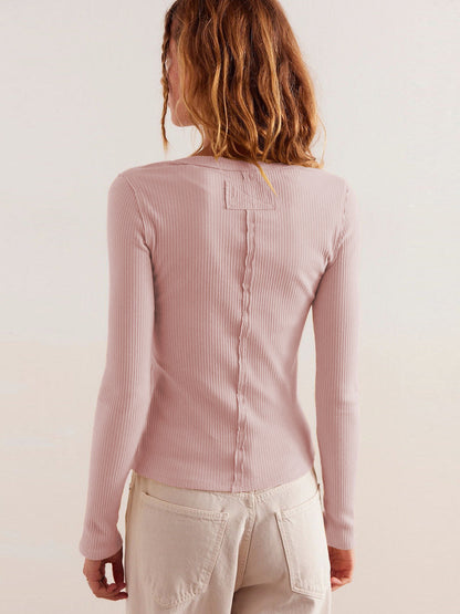 Buttoned Ribbed Knit Cardigan