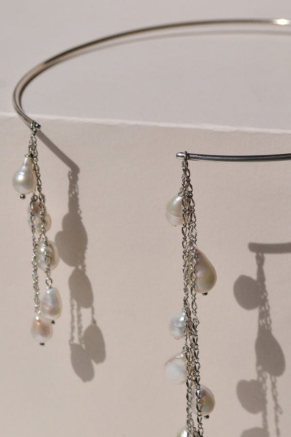 Elegant Pearl Tassel Minimalist Metal Necklace