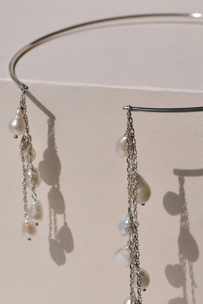 Elegant Pearl Tassel Minimalist Metal Necklace