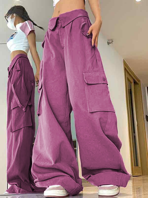 Multiple Pocket Turned Waist Cargo Pants