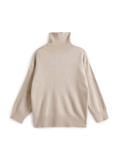 Solid High Neck Pullover Sweater