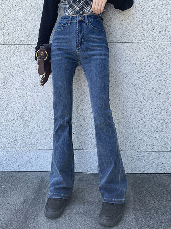 Vintage Blue Wash High Rise Slim Flare Jeans