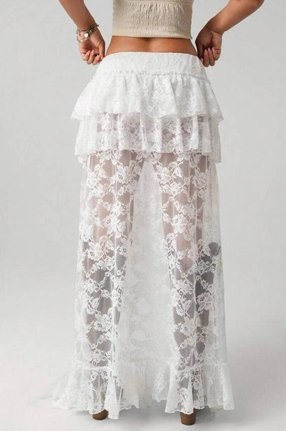Asymmetric Denim Sexy Lace Design Skirt