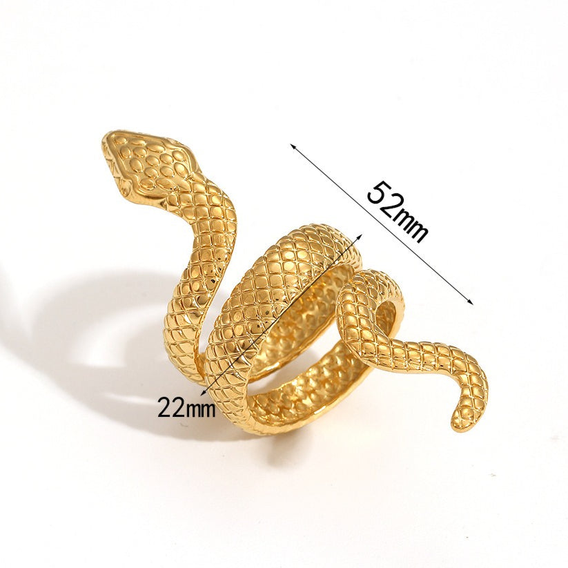 18K Gold Plated Hollow Snake Chain Ring