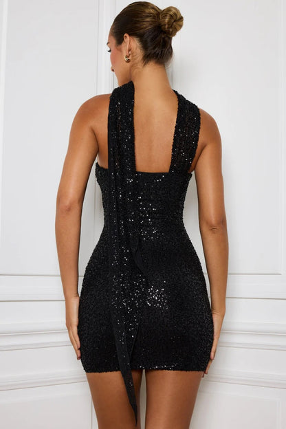 Off Shoulder Strapless Sequin Mini Dress