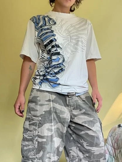 Oversized Retro Print Hip Hop T-shirt