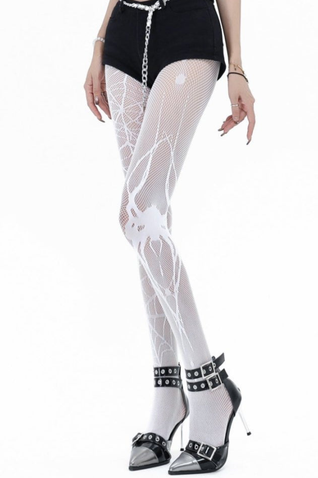 Edgy Goth Spiderweb Y2K Fishnet Tights