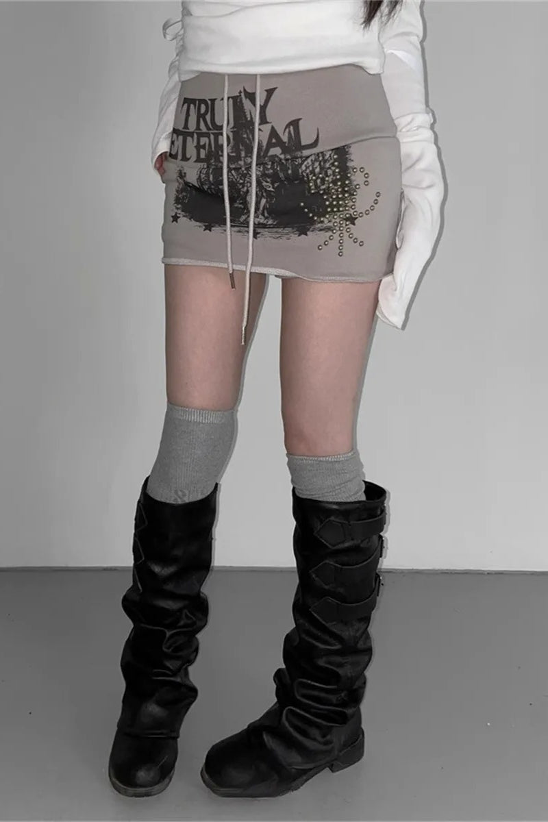Versatile High Waist Rivet Skirt