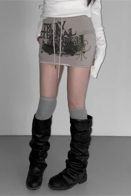 Versatile High Waist Rivet Skirt