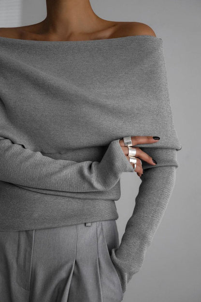 One Shoulder Fitted Knit Sweater