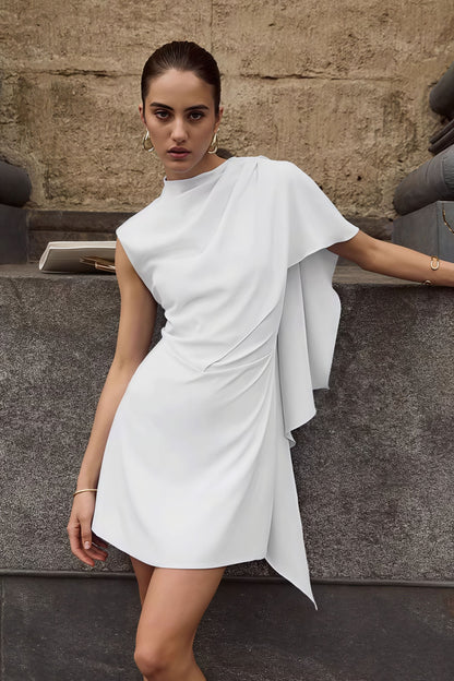 Simple Irregular Sleeveless Waist Mini Dress