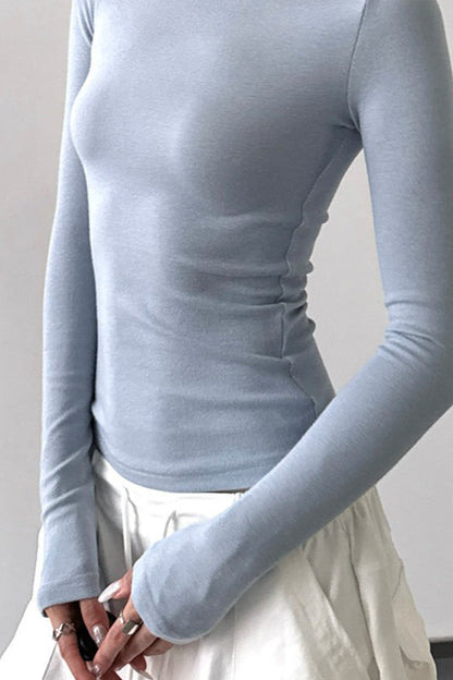 Vintage Solid Crew Neck Slim Long Sleeve Base Layer