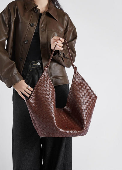 Woven Leather Shoulder Hobo Bag – Soft Cowhide Handbag for Women