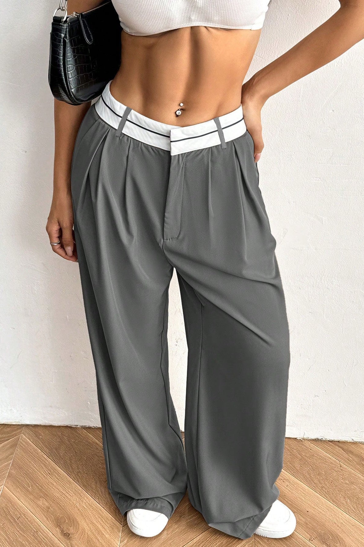 Contrast Comfort Relaxed Wide Leg Pants